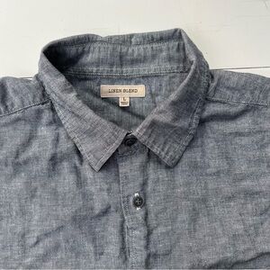Uniqlo Linen-cotton shirt, Men's Large, charcoal grey chambray